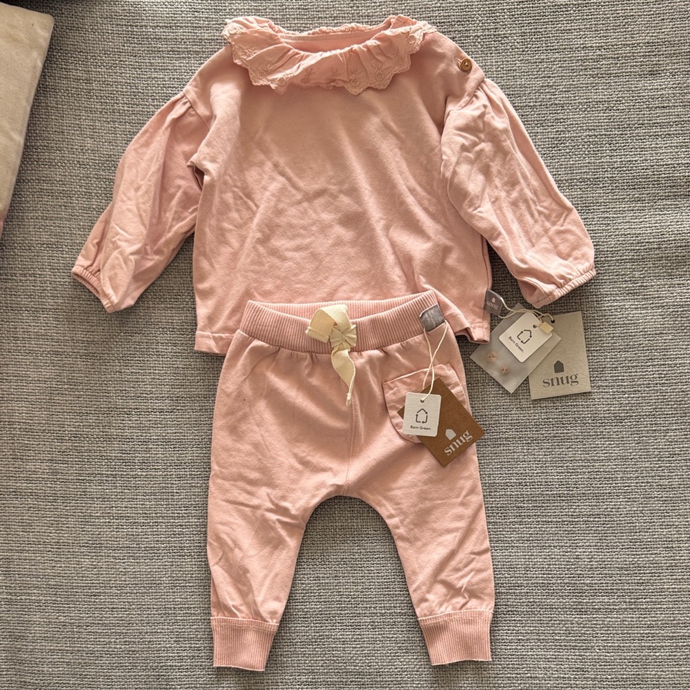 NWT Snug Baby Girls' Pink Ruffle Collar Matching Set